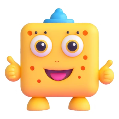 yellow sponge character with big eyes and a smile, inspired by SpongeBob sticker