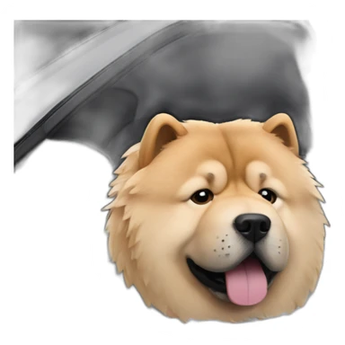 chow chow inside black tesla model 3 sticker