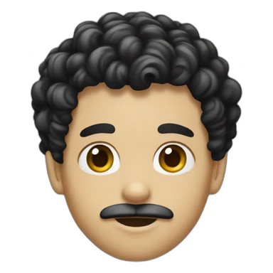 boy curly black hair mustache sticker
