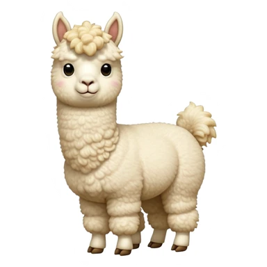 cinematic-[cream alpaca]-realistic-full-body-standing-emoji,-tail-flicking-lazily,-head-tilted-dramatically,-curly-[cream]-fur,-simplified-yet-realistic-focused-features,-highly-detailed,-glowing-with-an-almost-sarcastic-glow sticker