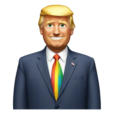 Trump wearing rainbow  sticker