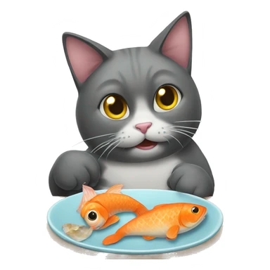 A cat eating fishy  sticker