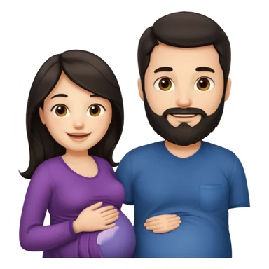 Una mujer embarazada y un hombre con barba ambos cabello oscuro  sticker