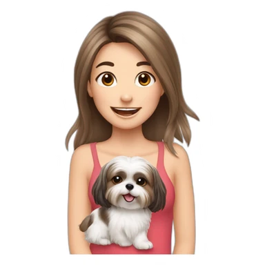 happy girl longer hair carrying happy Shih Tzu sticker