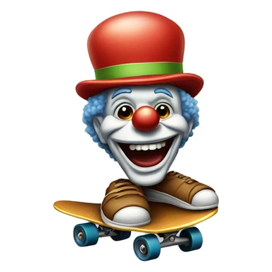 old clown with cap on skateboard  sticker