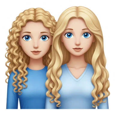 beautiful woman, long curly blonde hair, blue eyes, long straight brown hair, blue eyes,  sticker