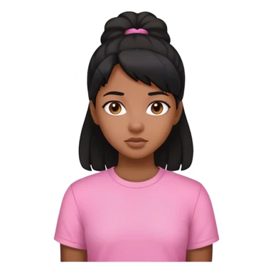 Black tenage girl with black hair and a pink shirt  sticker