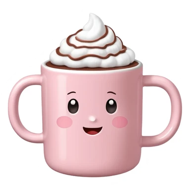 light pink mug with hot chocolate and marshmallows sticker