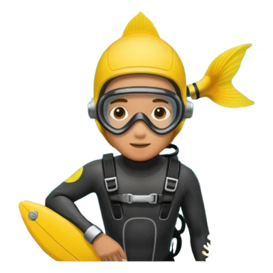 Diver + yellow fins,Coral Diver. sticker