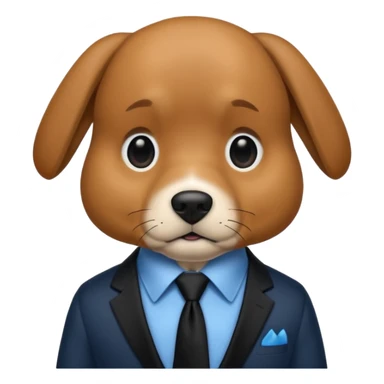 brown dog with black tie,blue shirt sticker