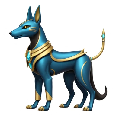 Futuristic Anubis-Vernid-Primagen-Protogen-Fakémon-Pokémon-creature-fusion (full body) sticker