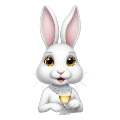white female bunny wearing diamonds drinking champagne  sticker