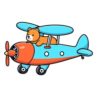 Cute bear in airplane sticker