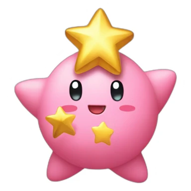 cute happy Kirby holding a golden star sticker