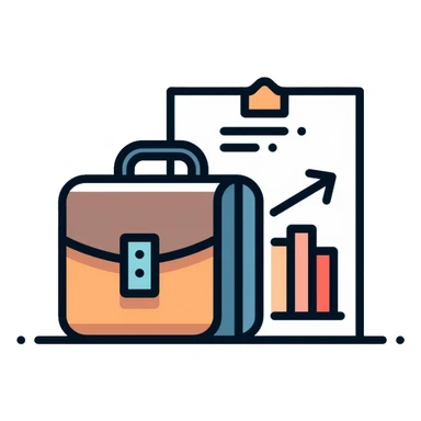 Manager icon with briefcase and organizational chart sticker