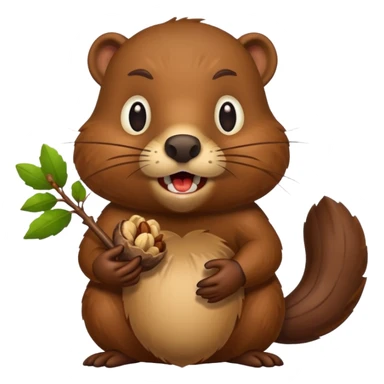 A beaver with nuts stuffed in his mouth sticker