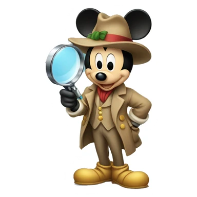 mickey mouse detective holding a magnifying glass sticker