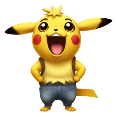 a singular surprised pikachu, in the style of a cartoon targeted towards grown men, realistic sticker