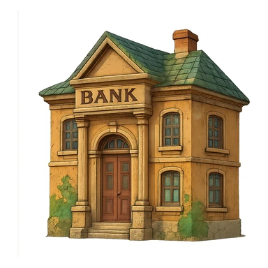 ghibli style bank building sticker