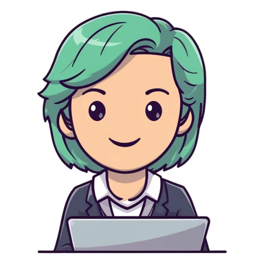 smiling English teacher with airtouch hair and grey-green eyes sticker