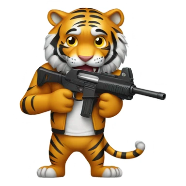 Tiger holding a gun sticker