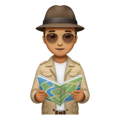 A man stands on a road with a map. There are 3 paths ahead. sticker