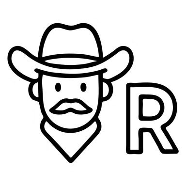 Cowboy face with green hat and letter R sticker