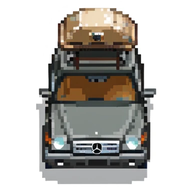 black Mercedes Benz car with roof tent sticker