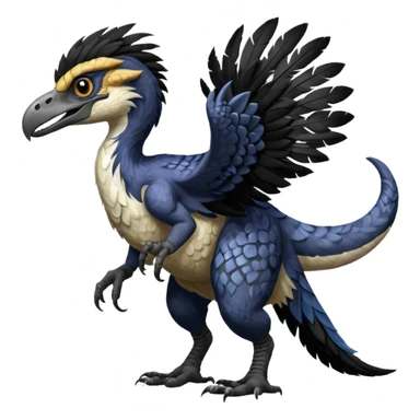 Utahraptor with a lot of feathers and white and black , no tail  sticker