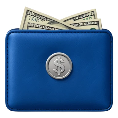  Deep Blue wallet with a single one dollar bill inside, just one dollar sticker