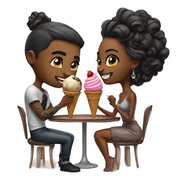 Romantic ice cream date for beautiful tattooed couple sticker