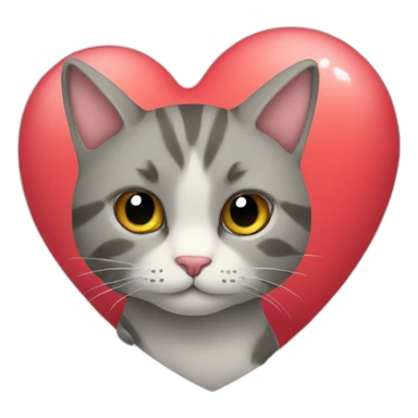a Cat with 2 colours hold a heart sticker
