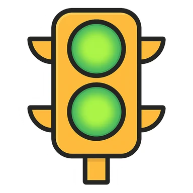 Add a glowing effect to the green lights, keep the color outline icon style, no background. sticker