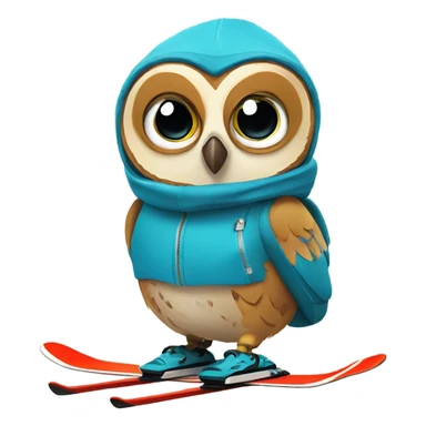 An owl skiing sticker