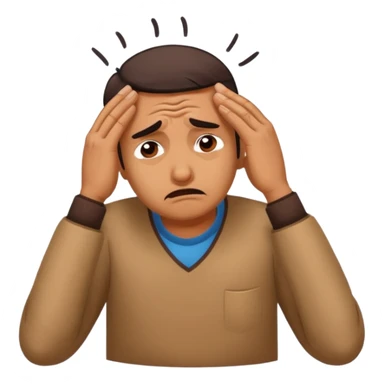 A cartoon sticker of an exhausted Indian man facepalming softly with a dramatic sigh. Add text: “Main thak gaya boss.” sticker