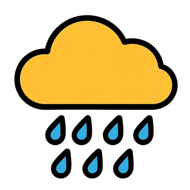 rain icon, simple and clear, colored lineal with black outlines sticker