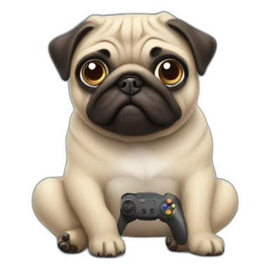 pug playing video games sticker