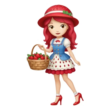 pretty and cute realistic modern day strawberry shortcake full body with high heels emoji sticker