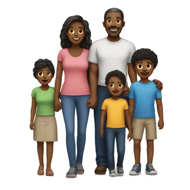 black family with both parents one son and 3 daughters sticker