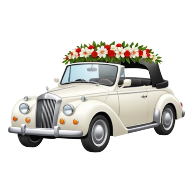 Luxury convertible car with wedding decorations, in profile sticker