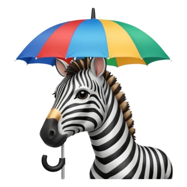 zebra with rgb umbrella closeup view sticker