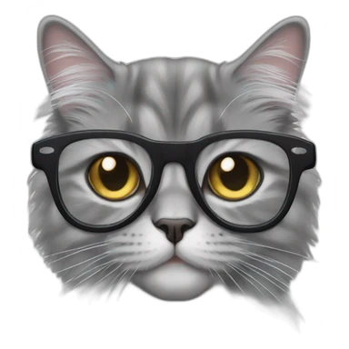 Grey Cat British Longhair with glasses sticker