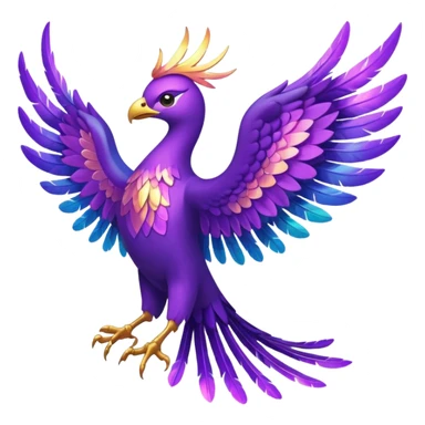 a purple pheonix with wings spread out sticker