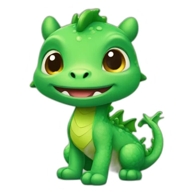 A cute green little dragon sticker
