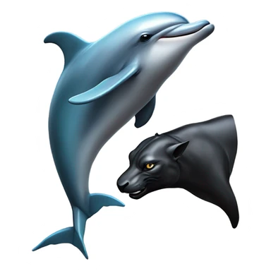A dolphin next to a panther next to a maverick bull sticker