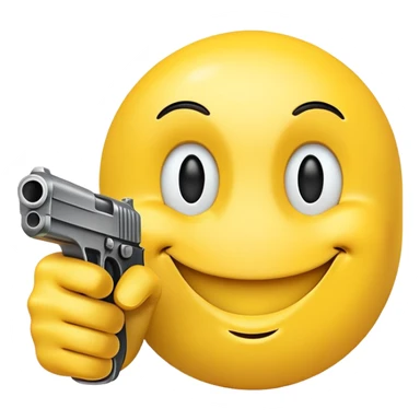  smiley face with sideward pointing finger gun sticker
