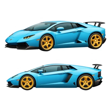 "Create a simple, flat 2D vector emoji of a Lamborghini car in Apple's iOS emoji style. The car should have solid colors, clean lines, no gradients or 3D effects. Use basic shapes with smooth curves, a white background, and position the car side-on, similar to Apple's car emoji design."
 sticker
