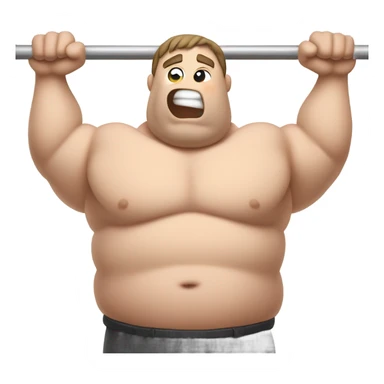 fat white guy shirtless doing pull ups sticker