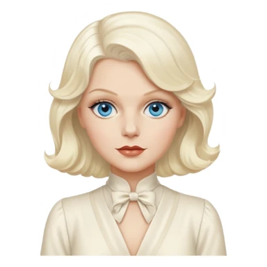 Jean Harlow with blue eyes, platinum blonde hair, ivory outfit sticker