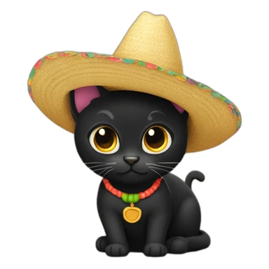 À black cat with a sombrero sticker